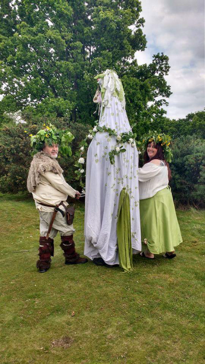 The Ickeny at Norwich Moot's Beltane Ritual, 2017, on Mousehold Heath, with His 'prodders'